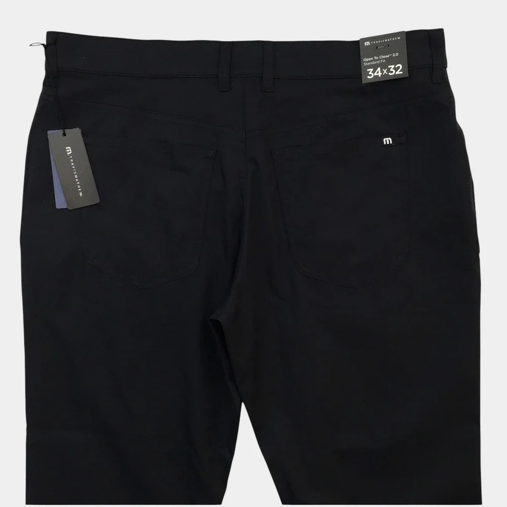 NEW! Travis Mathew Mens Open To Close 2.0 Standard Fit Black Golf Pants 34x32